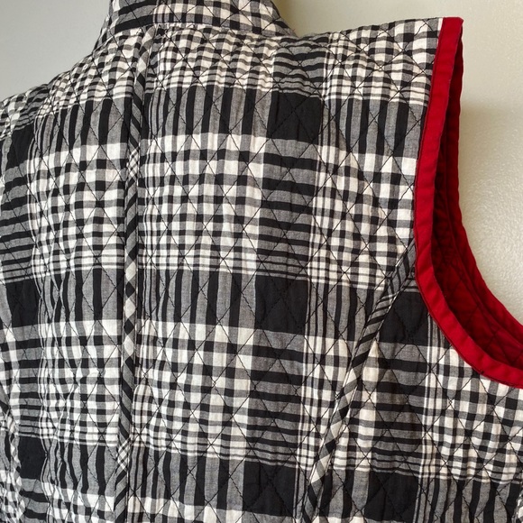 Plaid black and white quilted vest REVERSIBLE red - Picture 11 of 12